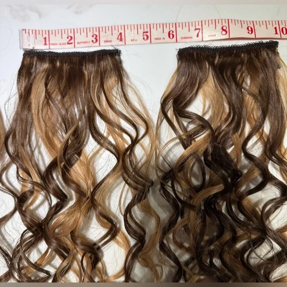 HAIR, Qty 4, 18” Curly Clip in Extensions, Brown/Carmel - Picture 7 of 12